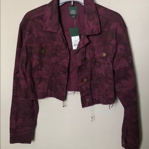 wild fable purple cropped camo jean jacket NWT!!!